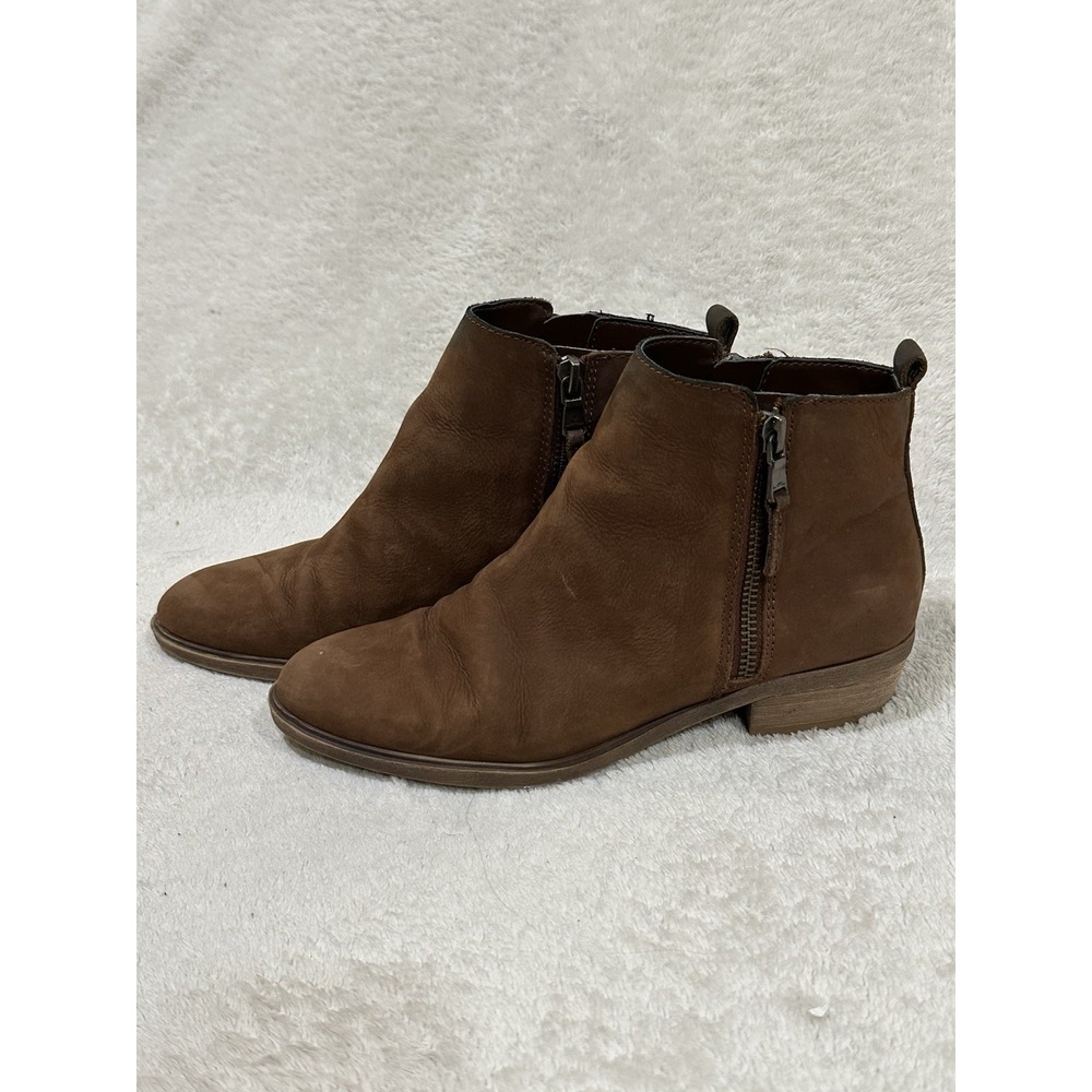 Lauren Ralph Lauren Shira Ankle‎ Boots Womens 6B Brown Leather Dual Zip